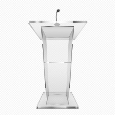 Glass pulpit, podium or tribune, rostrum stand clipart