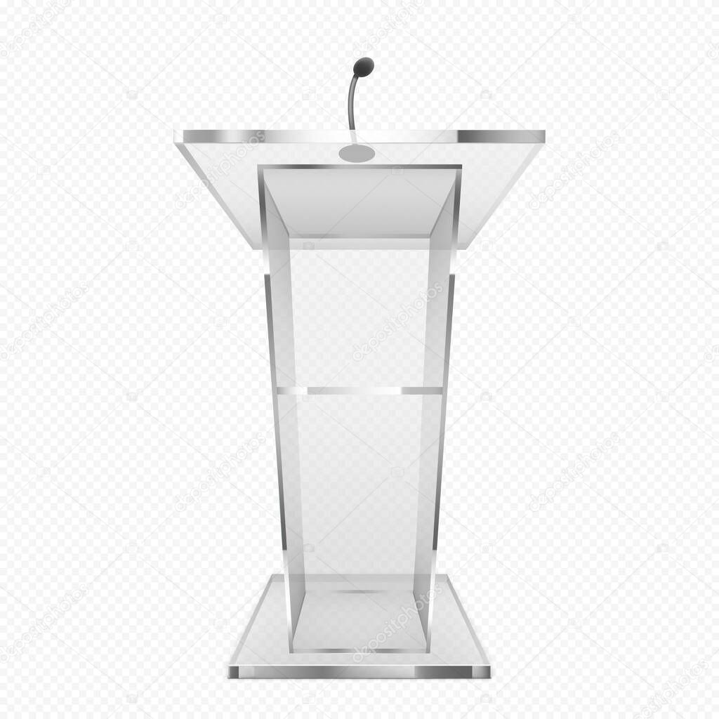 Glass pulpit, podium or tribune, rostrum stand