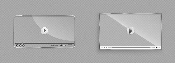 Interface de lecteur vidéo en verre, fenêtre transparente — Image vectorielle