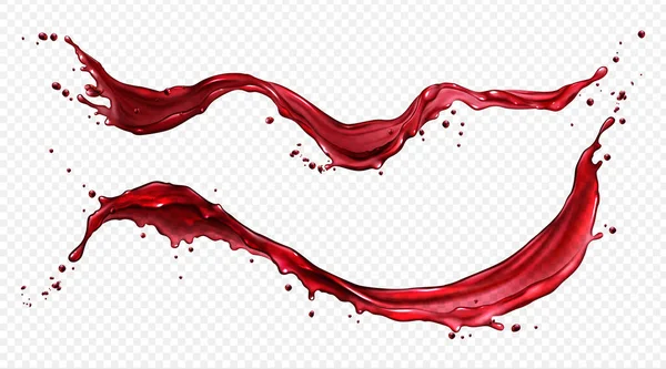 Vektorová vodorovná šplouchnutí vína nebo červené šťávy — Stockový vektor