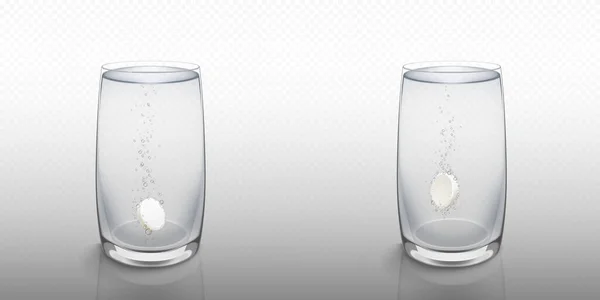 水杯中的泡状可溶性药片 — 图库矢量图片