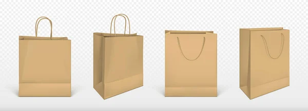 纸袋购物袋，空白包装模型设置 — 图库矢量图片