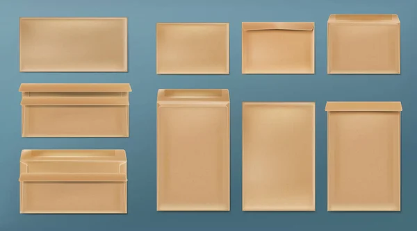 Coffret de gabarits enveloppes Kraft blanc brun — Image vectorielle