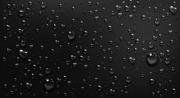 Condensation water drops on black glass background — Stock Vector
