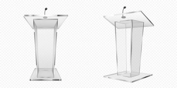 Glass pulpit, podium or tribune, rostrum stand — Stock Vector