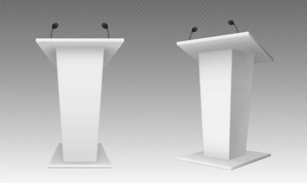 White pulpit, podium or tribune, rostrum stand — Stock Vector