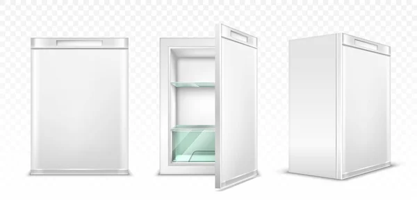 Mini refrigerador, vacío blanco cocina nevera — Vector de stock