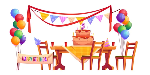 Dışarıda doğum günü partisi için vektör dekorasyonu — Stok Vektör