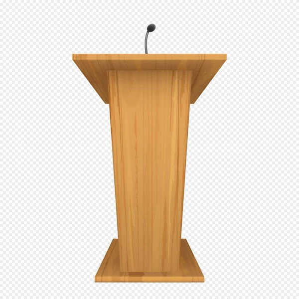 Wooden podium or pulpit with microphone — Stock Vector