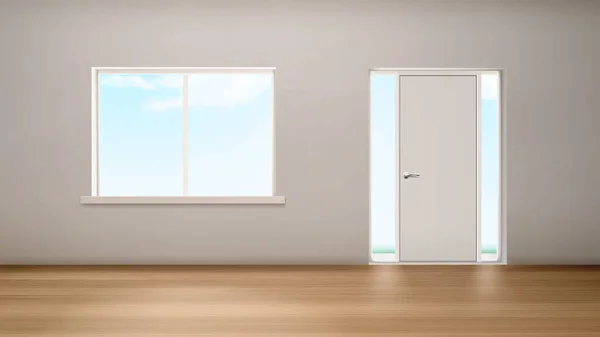 Εσωτερικό παράθυρο και πόρτα διαδρόμου με υαλοπίνακες — Διανυσματικό Αρχείο