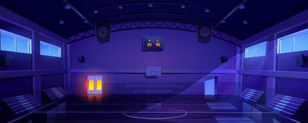 Basketballplatz leer, dunkles Interieur, Stadion — Stockvektor