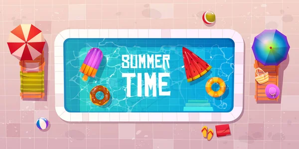 Hora de verano, vista a la piscina — Archivo Imágenes Vectoriales