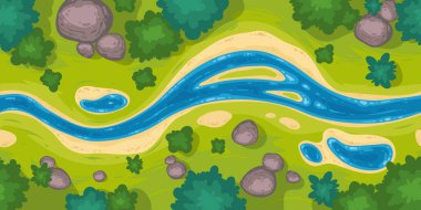 Vector seamless border with river top view clipart