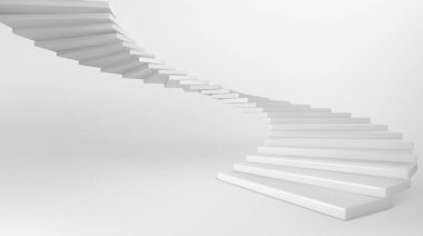 Beton basamaklı beyaz spiral merdiven