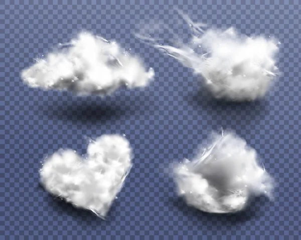 Pamutgyapjú darabok felhő és szív alakban — Stock Vector