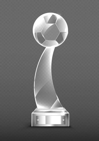 Trophée de verre réaliste vectoriel prix pour le football — Image vectorielle