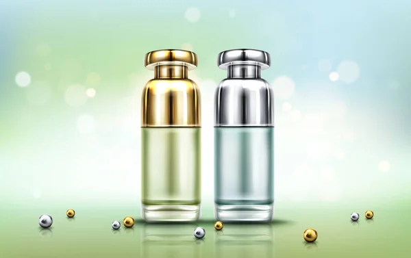 Cosmetische flessen, schoonheidsverzorging cosmetische buizen — Stockvector