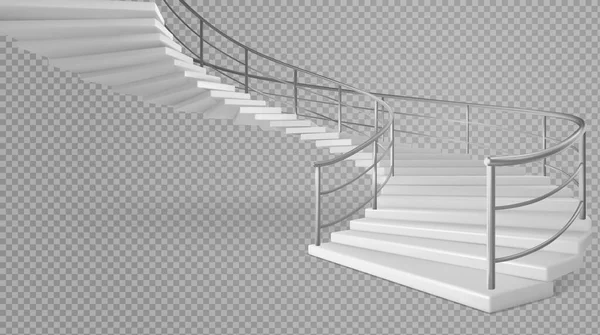 Escalier en colimaçon escalier blanc avec balustrades vecteur — Image vectorielle