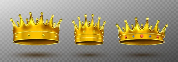 Coronas de oro para rey o reina símbolo de la monarquía — Archivo Imágenes Vectoriales