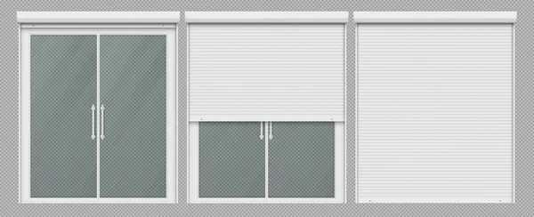 Ventana doble con persiana enrollable y cierre — Vector de stock