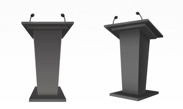 Black pulpit, podium or tribune, rostrum stand — Stock Vector