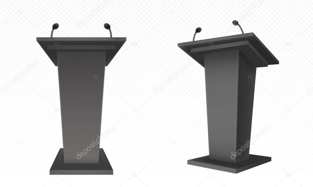 Black pulpit, podium or tribune, rostrum stand
