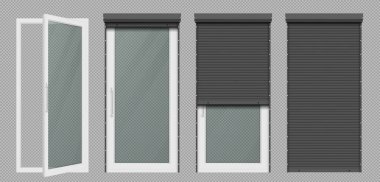Beyaz kepenkli cam kapı ya da pencere