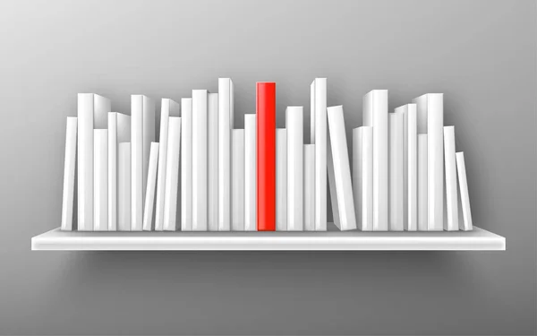 Boeken over witte boekenplank, bestseller vector mockup — Stockvector