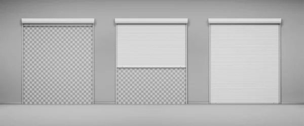 Garage doors, hangar entrance with roller shutters — Stock Vector