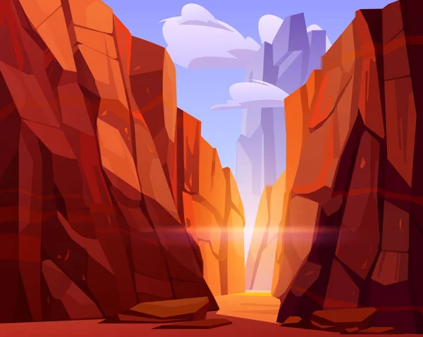 Пустельна дорога в каньйоні з червоними горами — стоковий вектор