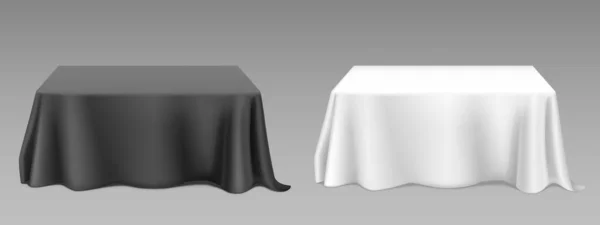 Masaların üzerinde gerçekçi beyaz masa örtüsü — Stok Vektör