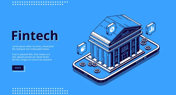 Landing page de tecnologías financieras, fintech — Archivo Imágenes Vectoriales