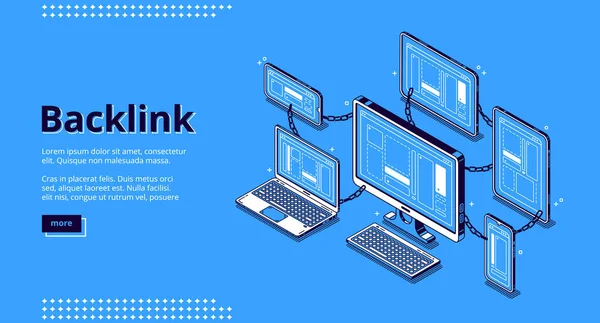 Banner de backlink, cadeia de hiperlinks —  Vetores de Stock