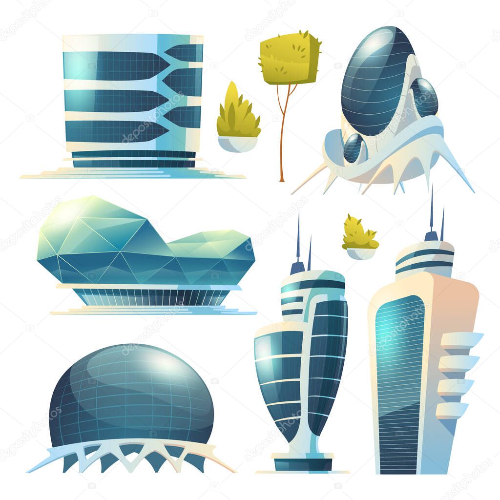 Future city futuristic buildings with glass facade