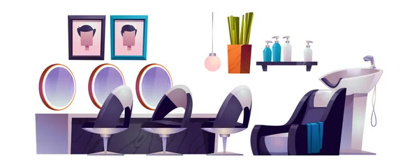 Salon de coiffure intérieur avec chaises de coiffeur — Image vectorielle