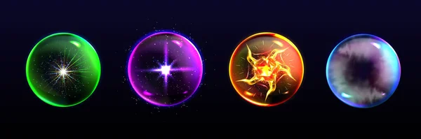 Волшебные сферы, хрустальные шары разных цветов — стоковый вектор