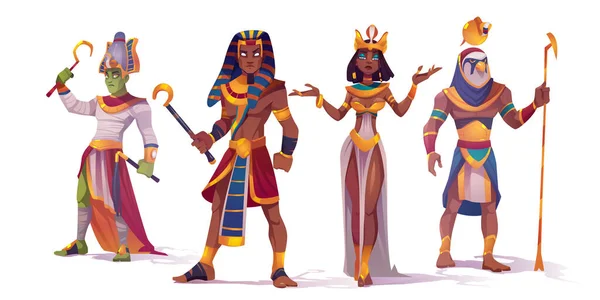 Egyptian god Amun, Osiris, Pharaoh and Cleopatra — Stock Vector