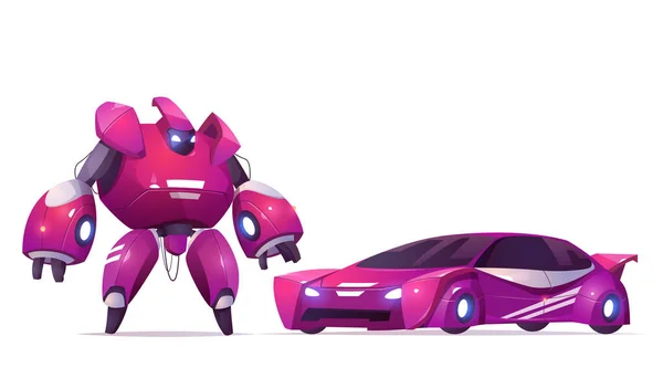 Transformateur robot et voiture de sport, jouet pour enfants guerrier — Image vectorielle