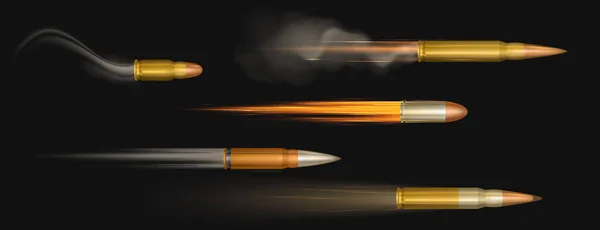 Vliegende kogels met vuur- en rooksporen — Stockvector