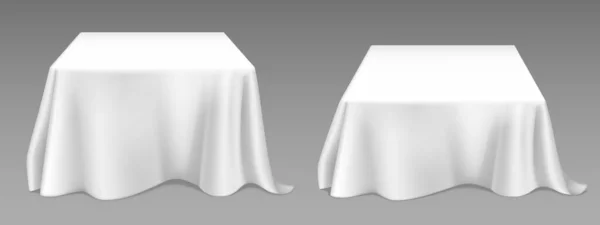 Vector realistic white tablecloth on tables — Stock Vector