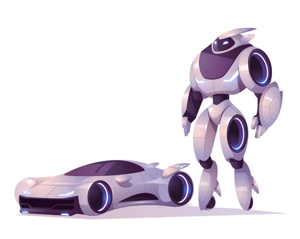 Μετασχηματιστής ρομπότ με τη μορφή ανδροειδούς και αυτοκινήτου — Διανυσματικό Αρχείο