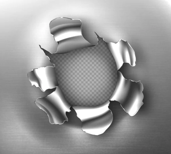 Fissure déchiré, trou de balle dans la tôle d'acier — Image vectorielle