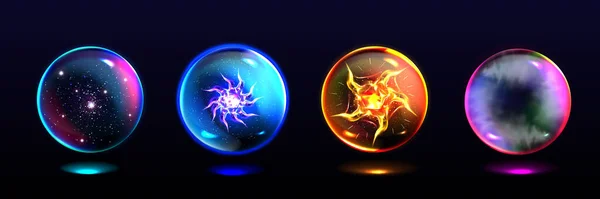 Волшебные сферы, светящиеся хрустальные шары — стоковый вектор