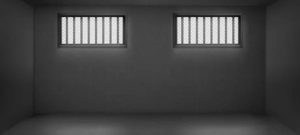 Vězeňská cela se zamřížovanými okny, interiér vězení — Stockový vektor
