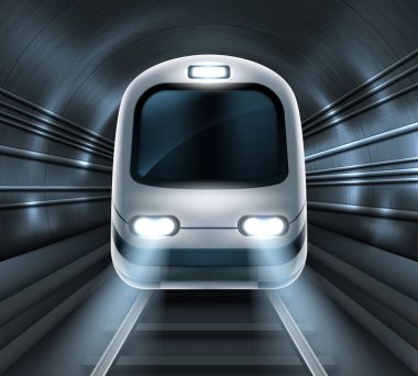 Metro tüneli önü lokomotifinde metro treni