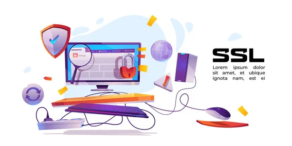 ウェブサイトのためのSSL証明書のベクトルバナー — ストックベクタ