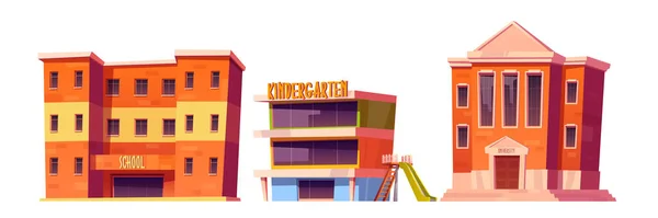 Jardin d'enfants, bâtiments scolaires et universitaires — Image vectorielle