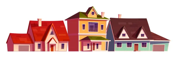 Casas residenciais exterior no bairro subúrbio —  Vetores de Stock