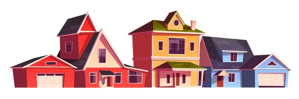 Maisons de banlieue, chalets résidentiels, immobilier — Image vectorielle