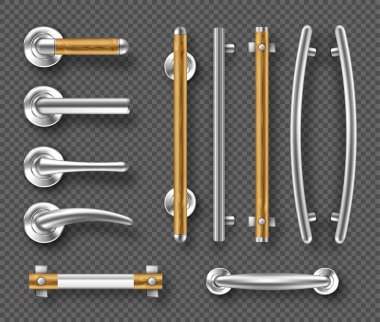 Kapı ve pencereler için kapı kolları metal, ahşap detaylar